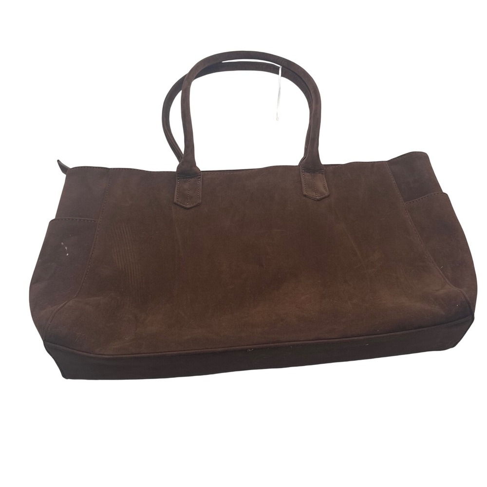 Mali + Lili Faux Suede Tote Bag Brown Shoulder Zip Gold Hardware NWT